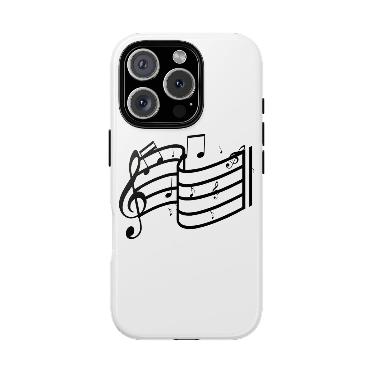 Musical Notes Phone Case — Black Treble Clef Music Staff Tough Case
