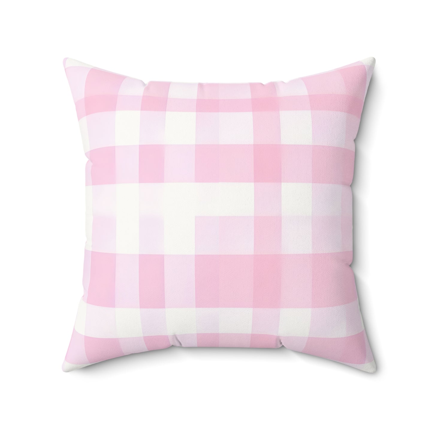 Pink Buffalo Check Pillow — Faux Suede Square Decorative Throw Pillow
