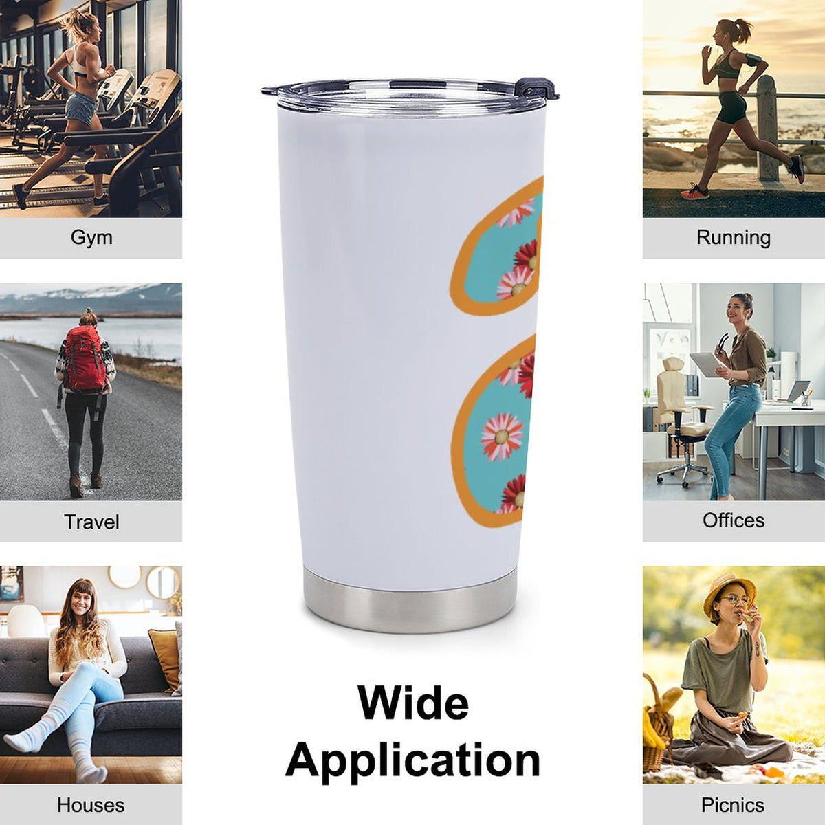 Car Travel Coffee Mug with Lid - Letter A