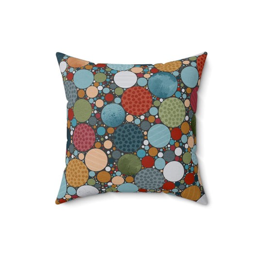 Colorful Circle Pattern Square Pillow | Modern Home Decor, Cozy Living Room Accent, Unique Gift for All Occasions, Stylish Cushion