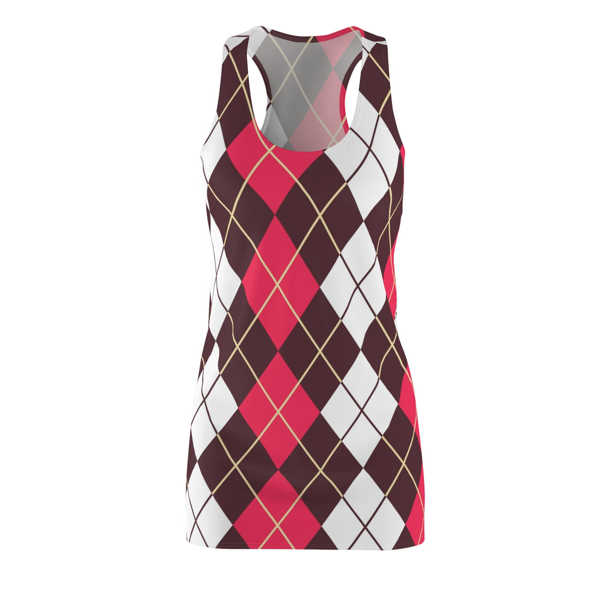 Vibrant Argyle Racerback Dress for Women, Trendy Summer Dress, Casual Party Wear, Beach Dress, Everyday Comfort