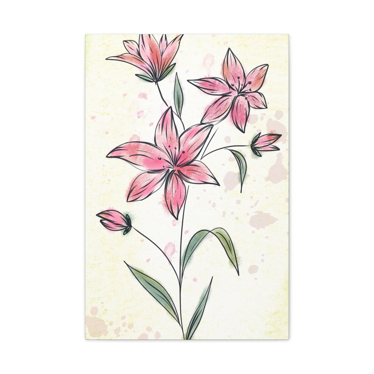 Matte Canvas, Stretched, 1.25" Tulips Pink Flowers