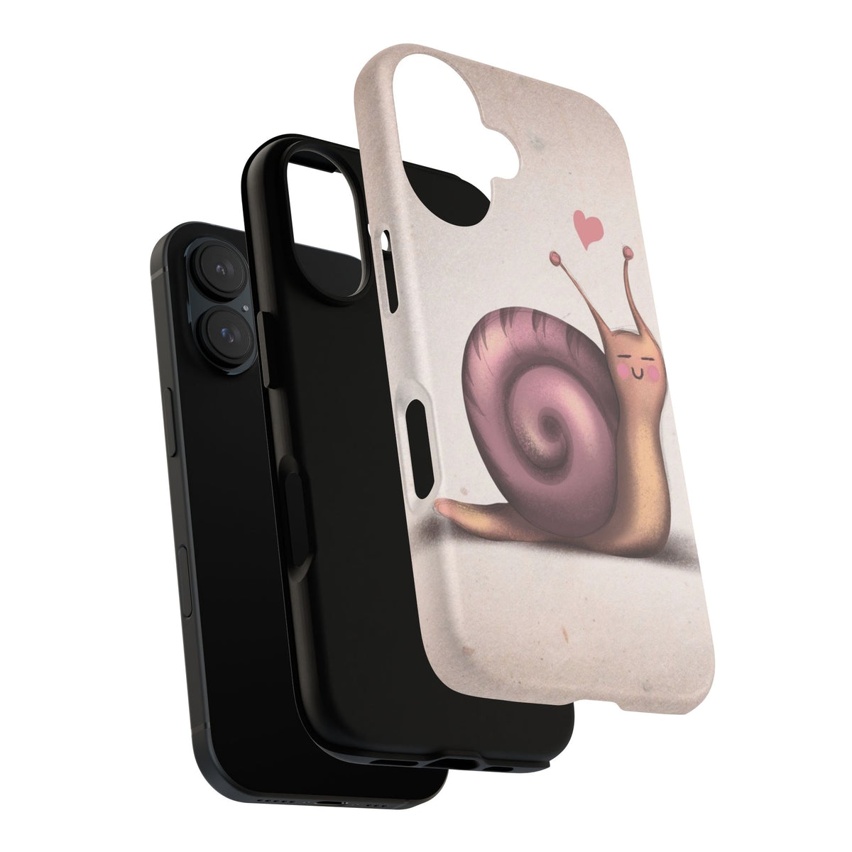 Cute Snail Phone Case — Pink Heart Cartoon Protective iPhone Cover