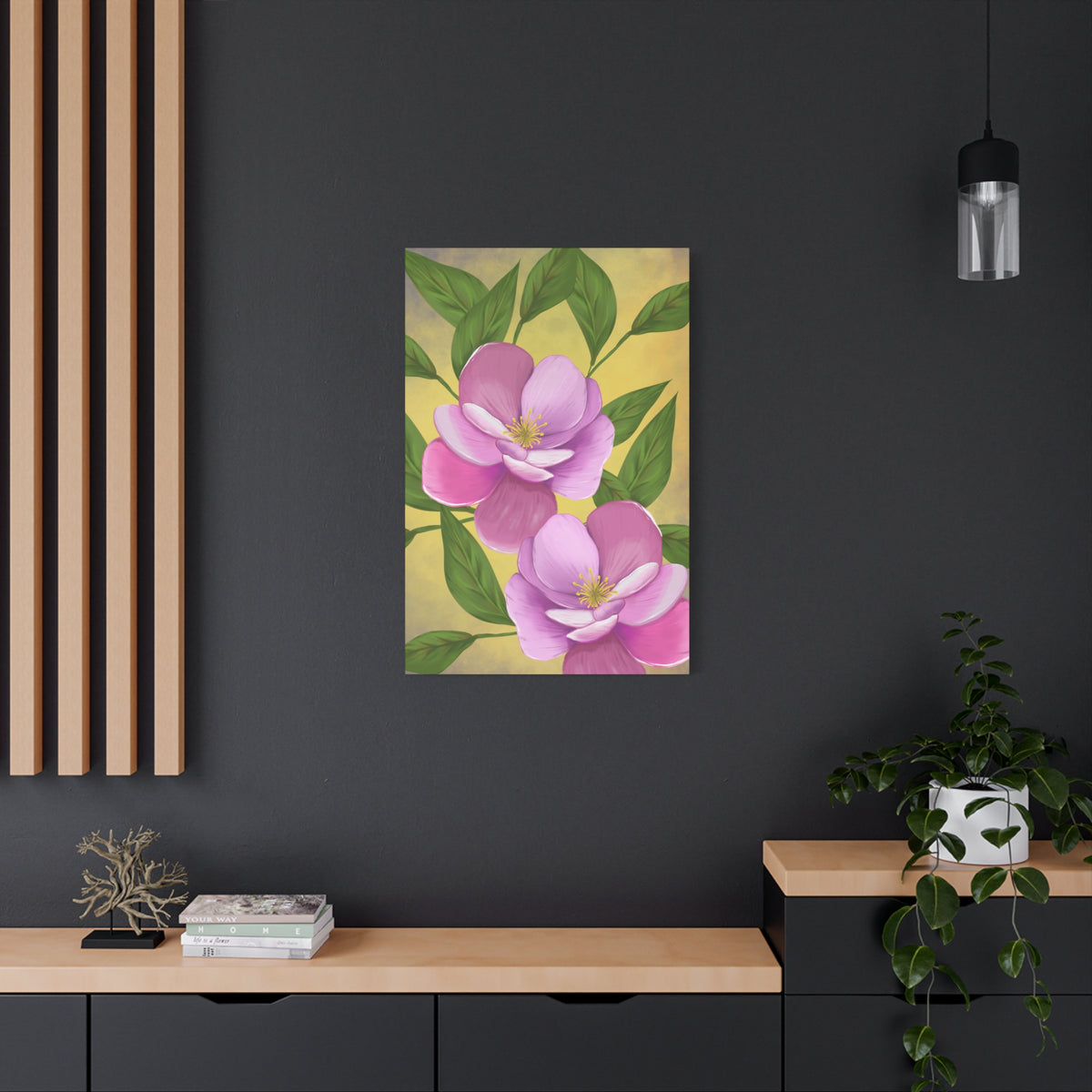 Matte Canvas, Stretched, 1.25" Tulips Pink and Purple Flowers