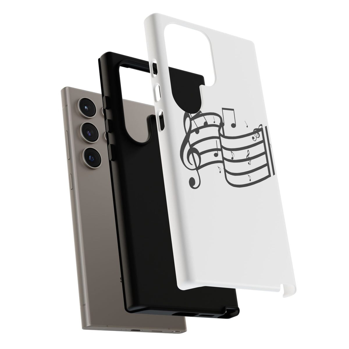 Musical Notes Phone Case — Black Treble Clef Music Staff Tough Case