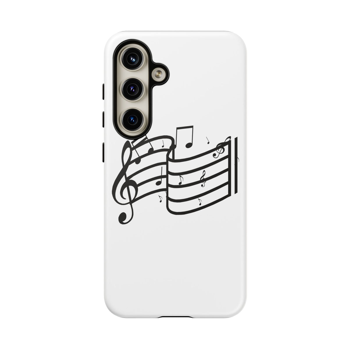Musical Notes Phone Case — Black Treble Clef Music Staff Tough Case