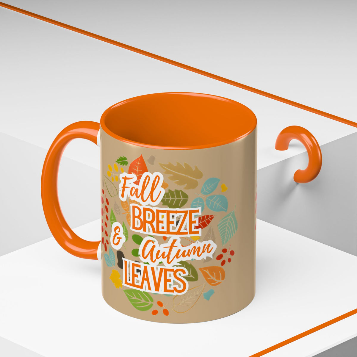Fall Breeze & Leaves Coffee Mug, Autumn Mug, Seasonal Drinkware, Cozy Kitchen Decor, Perfect Gift for Fall Lovers