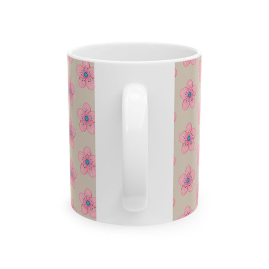 Pink Floral Ceramic Mug | Cute Coffee Cup for Flower Lovers, Tea Lovers, Gift for Her, Mother's Day, Birthday