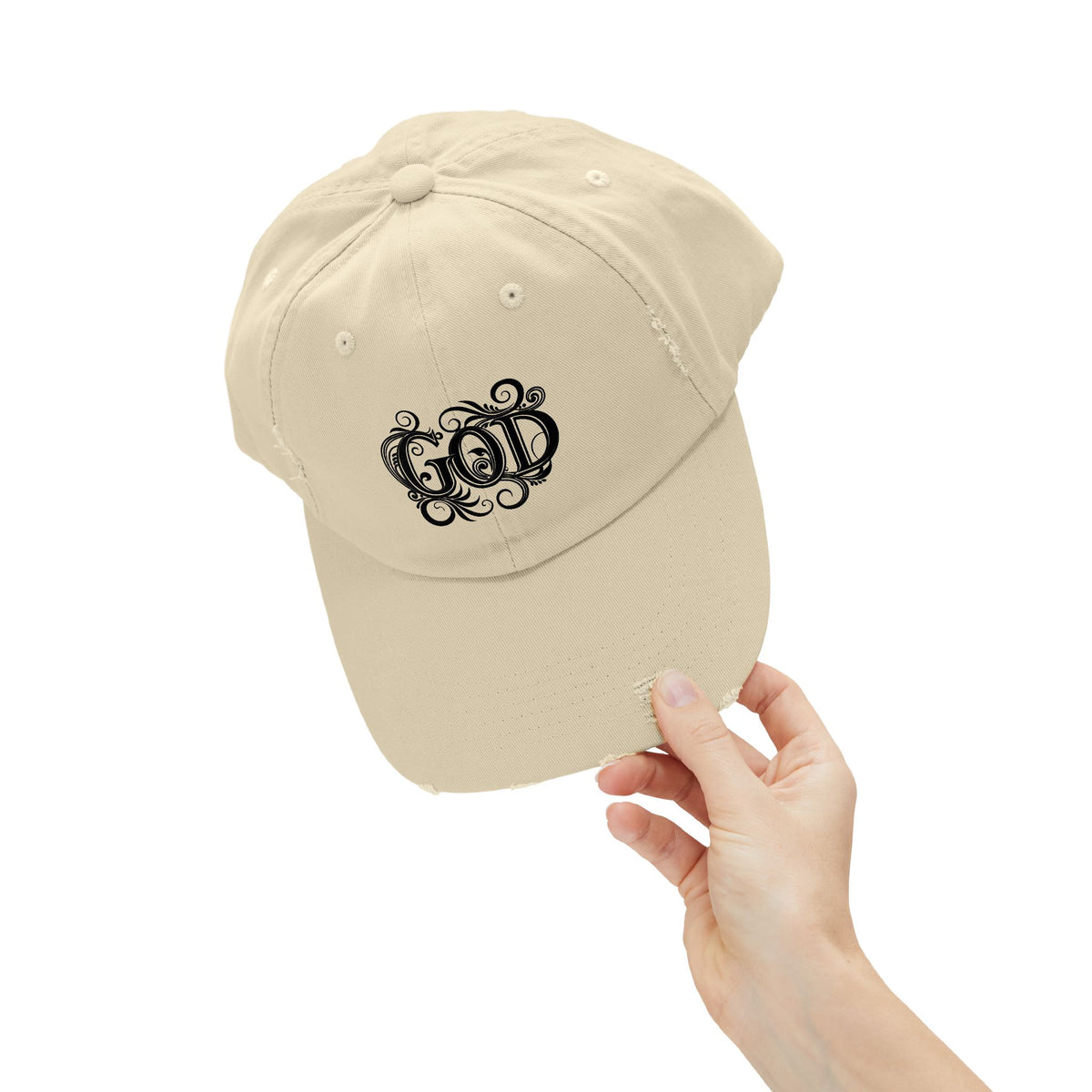 Distressed God Cap, Unisex Casual Hat, Trendy Vintage Cap, Faith Inspired Headwear, Gift for Religious Devotees