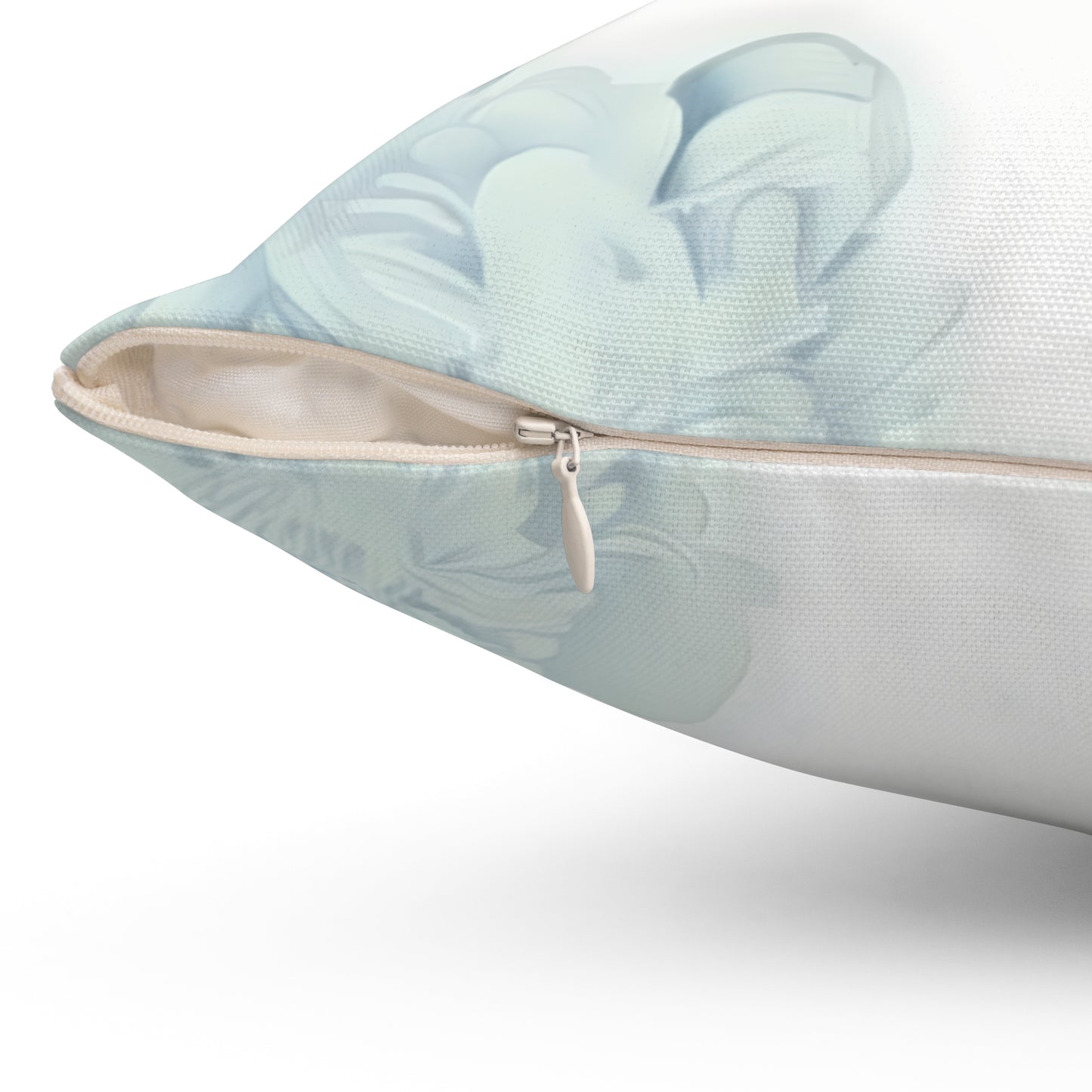 Monogram L Floral Border Decorative Pillow — Soft Blue Initial Throw Pillow