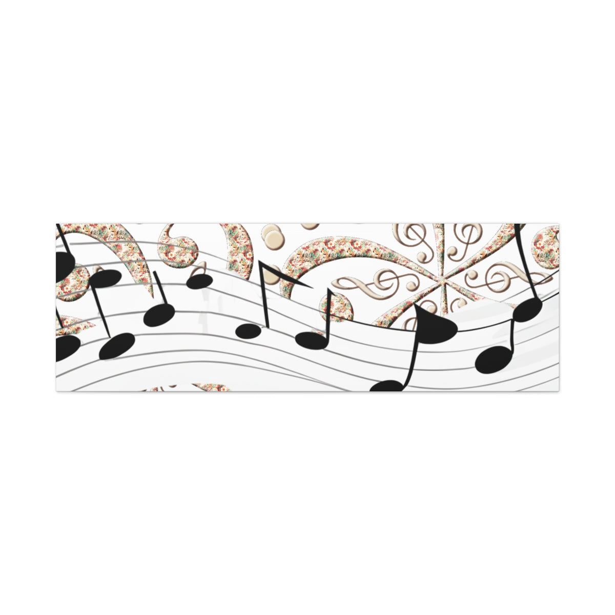 Musical Note Canvas Art, Floral Decor for Home, Music Lover Gift, Wall Art for Musicians, Unique Gift Idea