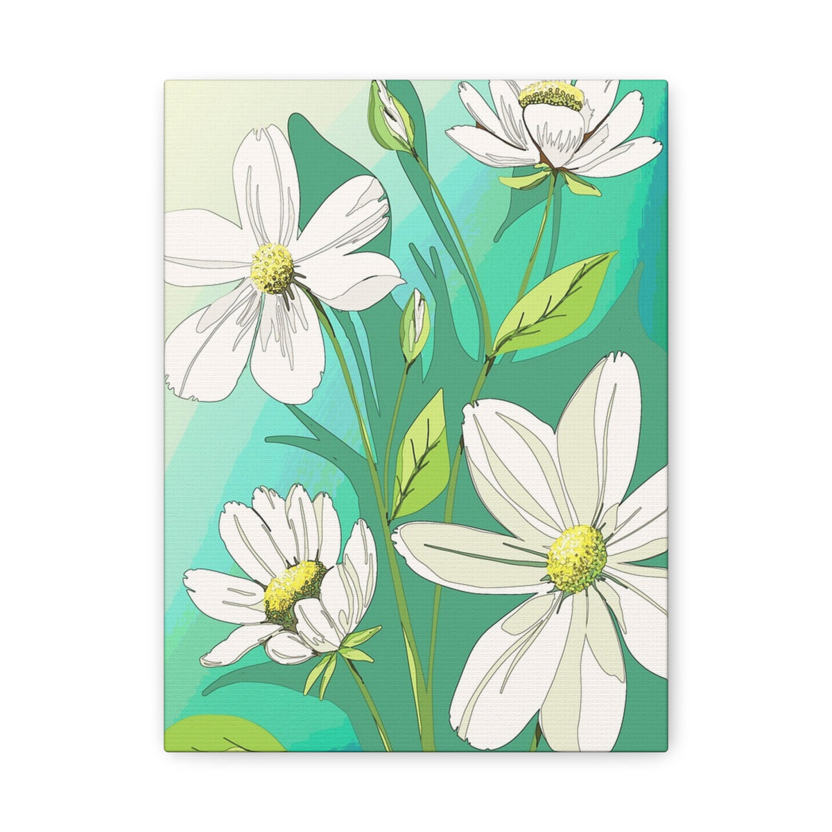 Matte Canvas, Stretched, 1.25" White Flowers