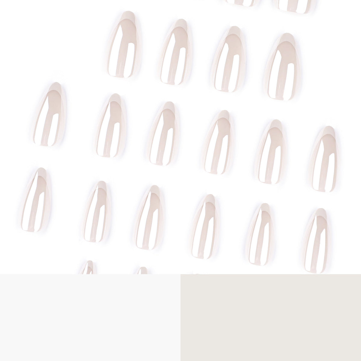 Classic french white press-on nails with white trim, glitter coating, and sparkling nail art – Image 4