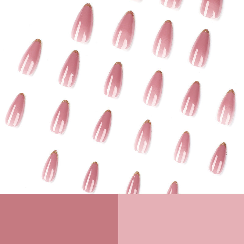 Press on nails Art Naked Pink French Phnom Penh Glitter Press on nails Art Finished Wholesale press on nails – Image 3