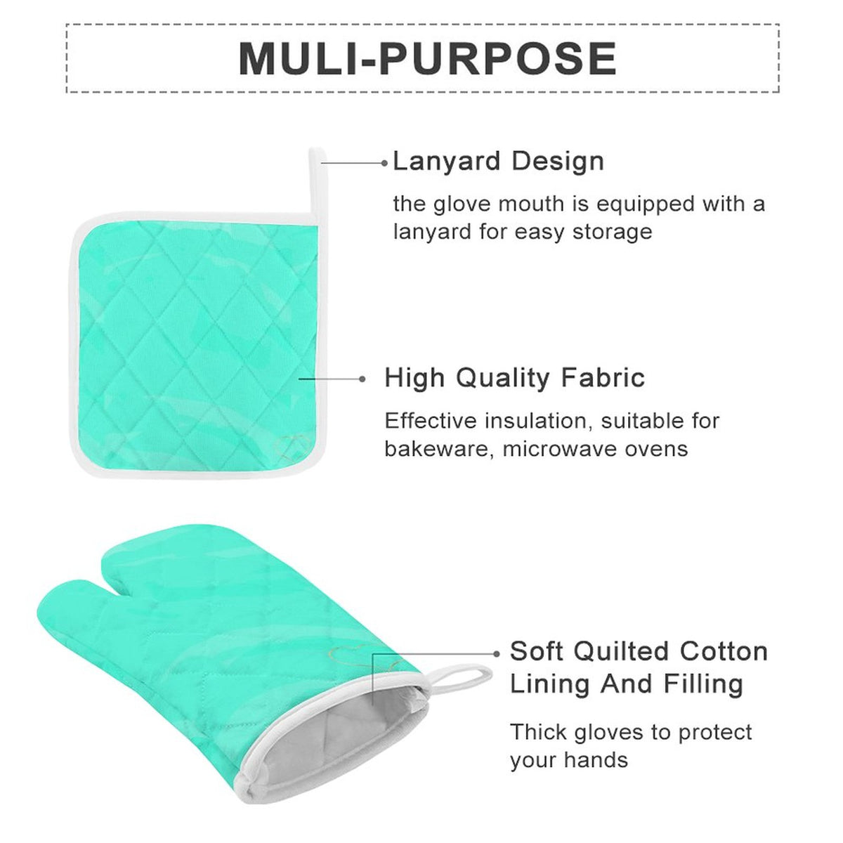 Oven Mitts & Pot Holder Set of 3