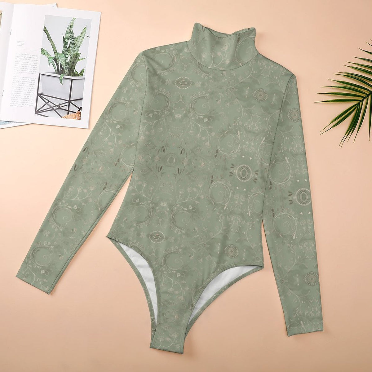 High-collar Long-sleeve Bodysuit