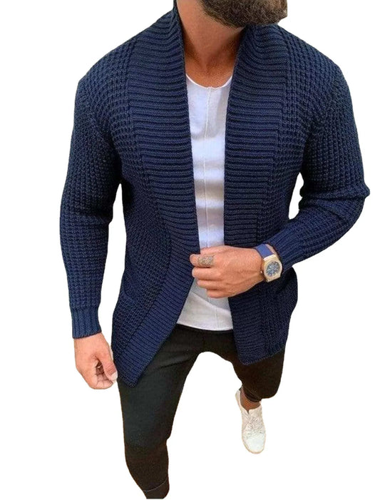 New Mens Clothing Fashion Casual Long Sleeved Lapel Knitted Sweater Mens Outerwear