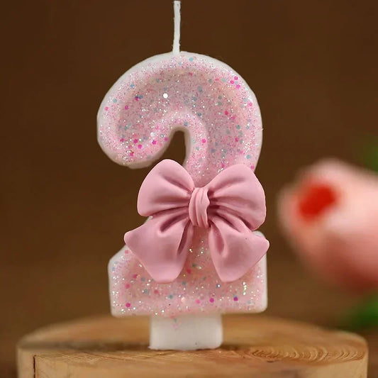New Number Cake Candle Pink Glitter Birthday Candle 0 1 2 3 4 5 6 7 8 9 3D Number Candle Cake Topper Birthday Party Cake Decor