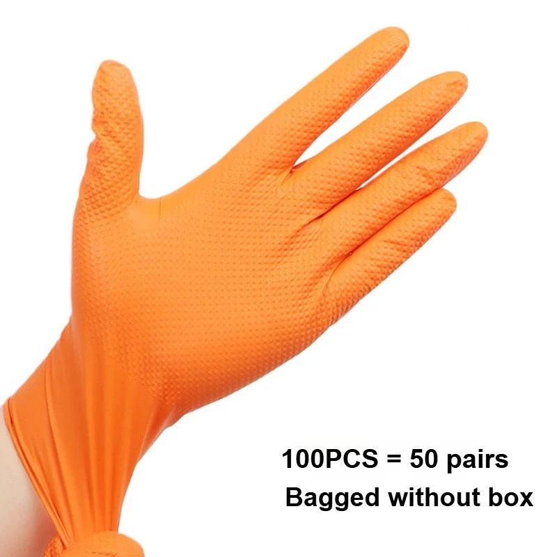 Heavy Duty Disposable Nitrile Gloves 8Mil Extra Thick Mechanic Glove with Textured Grip Antislip Safety Work Gloves