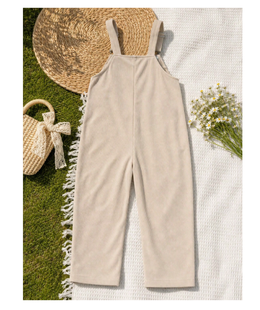 Baby Girls Sweet Floral Embroidered Overalls With Shoulder Straps And Cuffed Hems Casual Long Pants