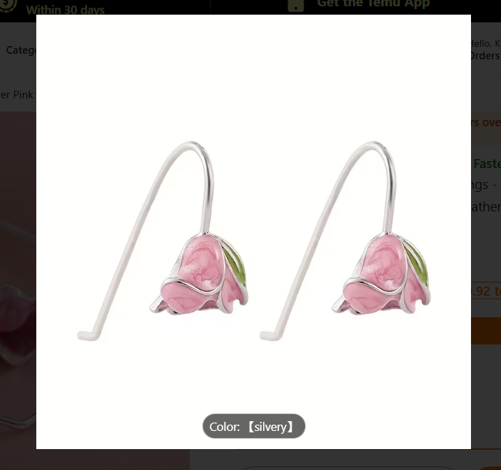 925 Sterling Silver Pink Drop Earrings