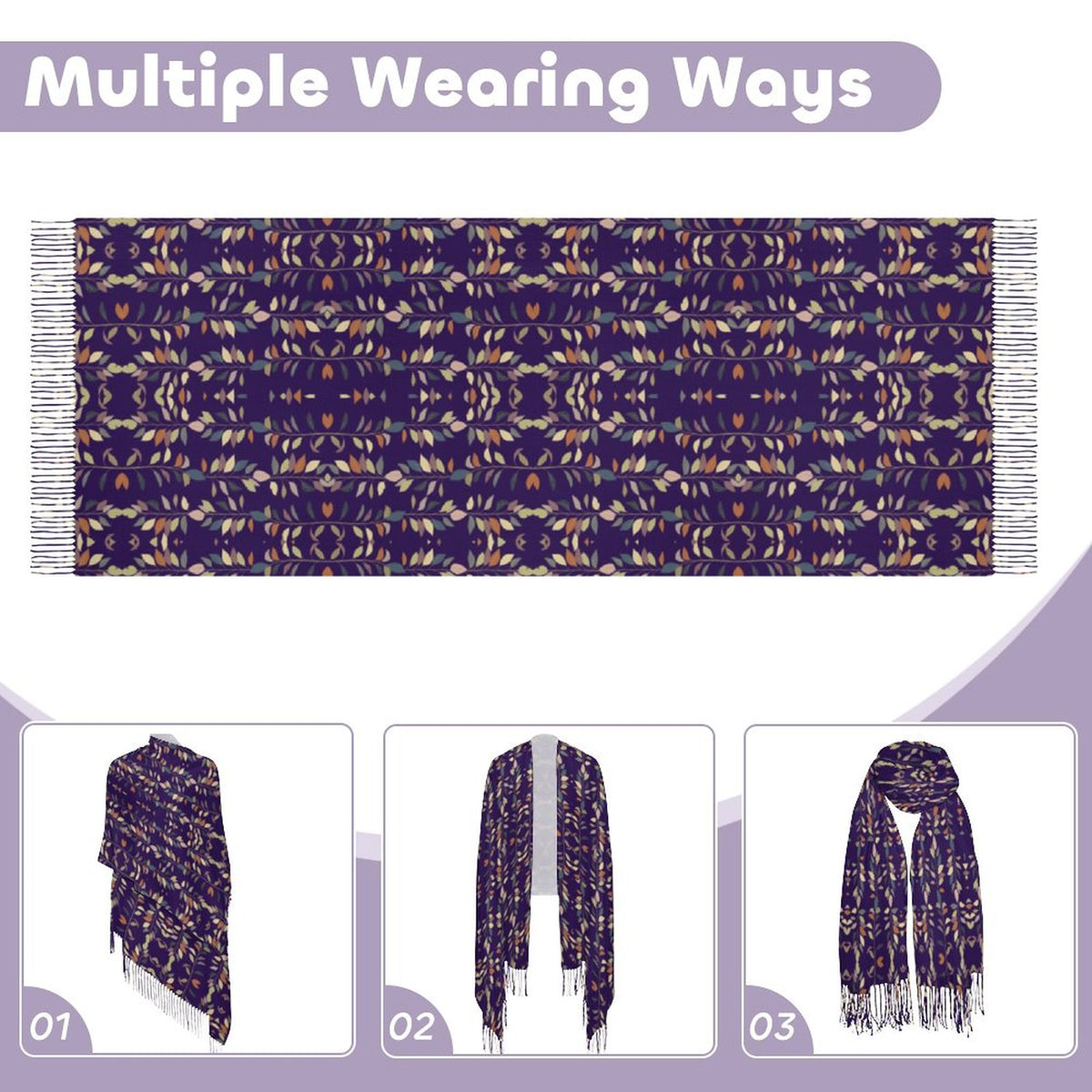 Cashmere-like Tassel Scarf Blue