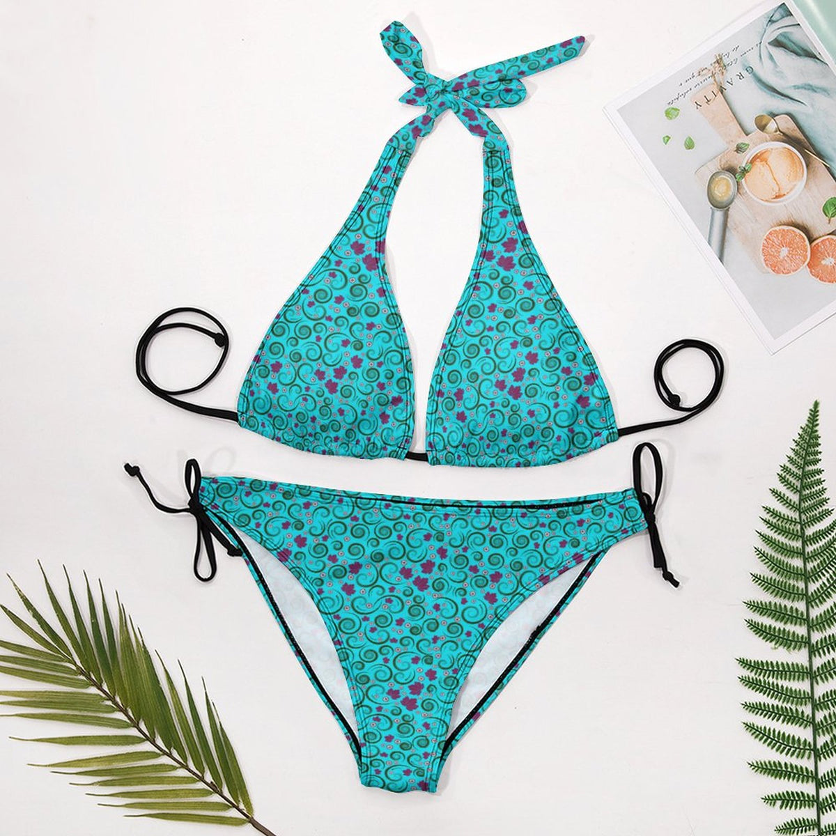 Two Piece Halter Swimsuit Teal