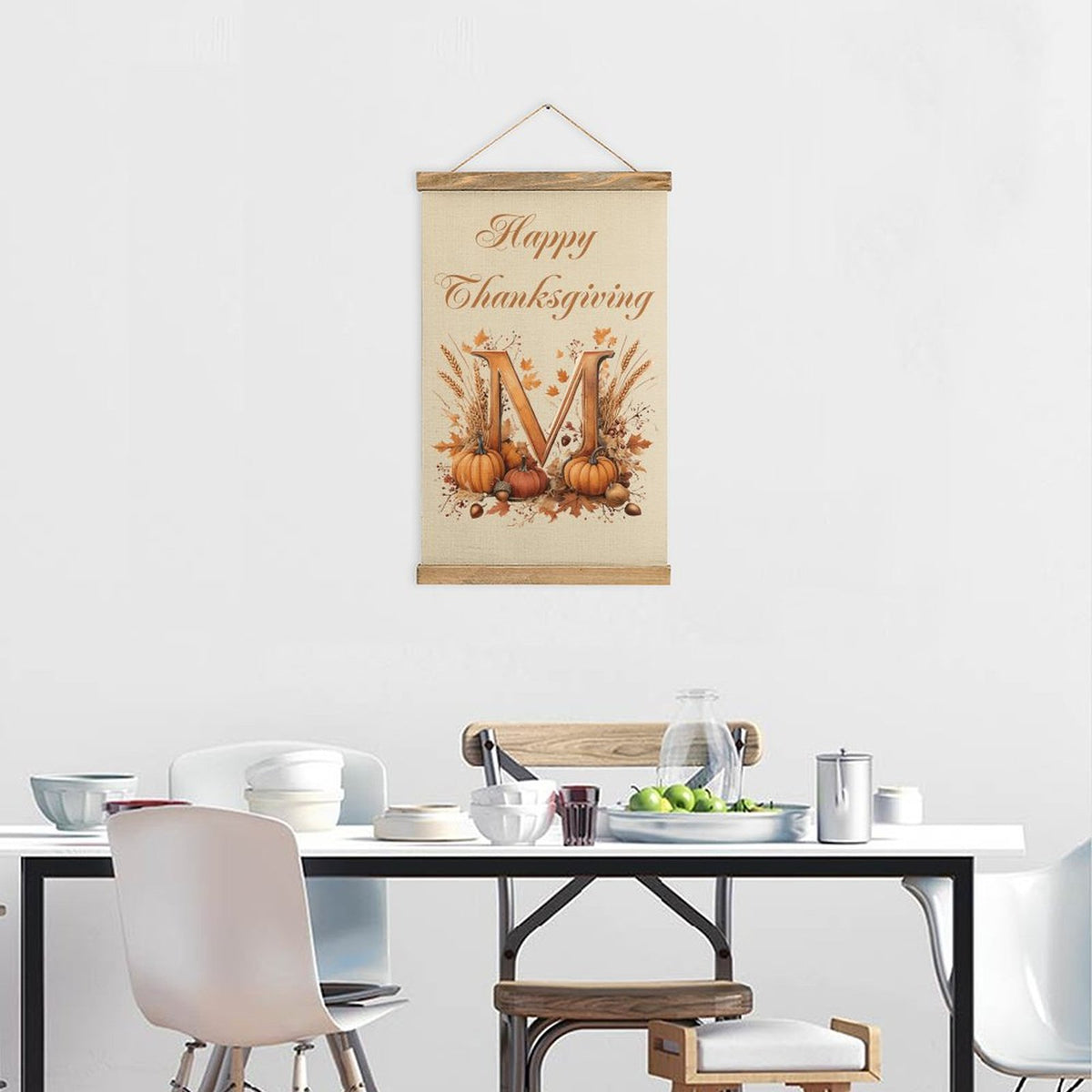 Framed Flax Painting Wall Decor - Letter M