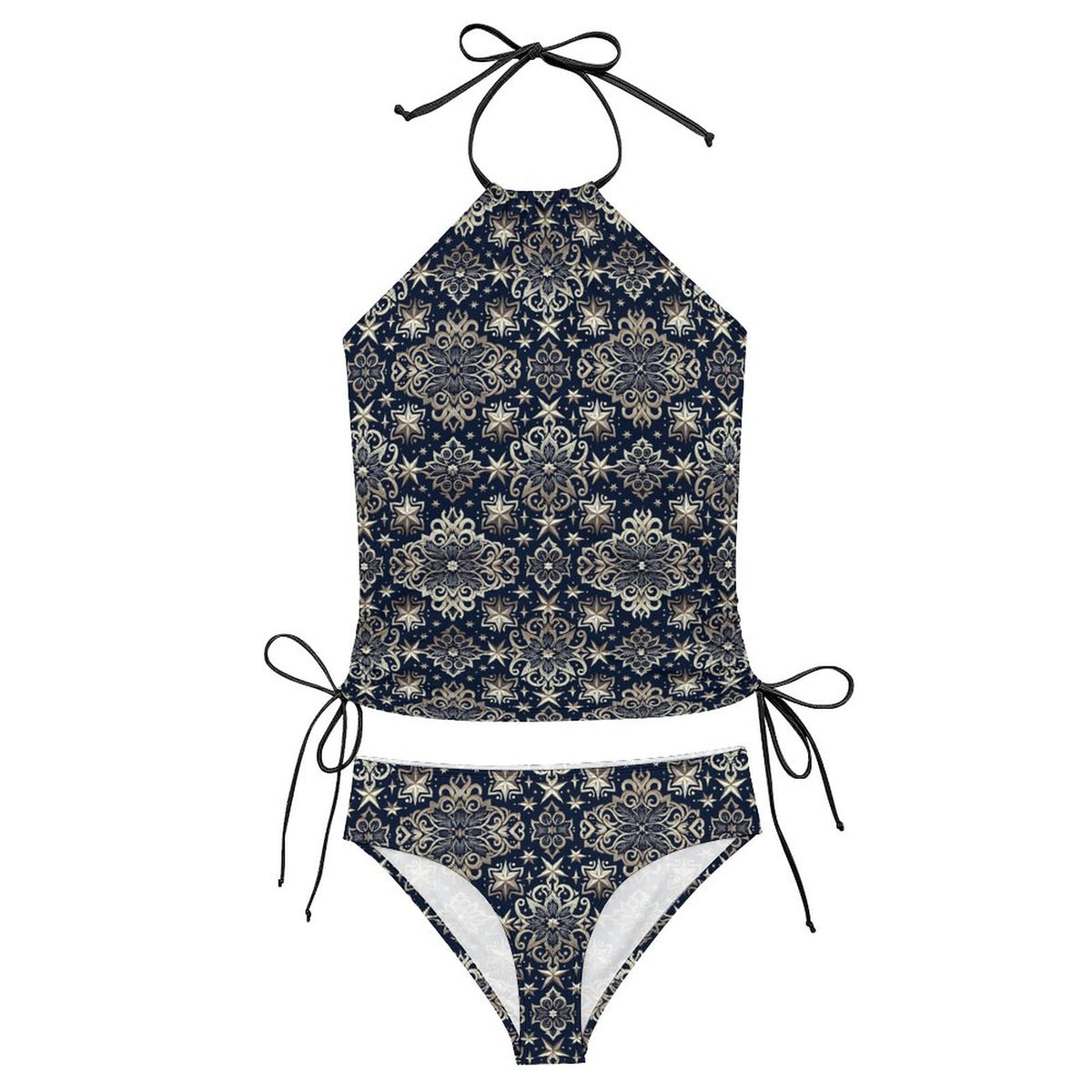 2-Piece Women's Tankini Set with High Neck Halter Top