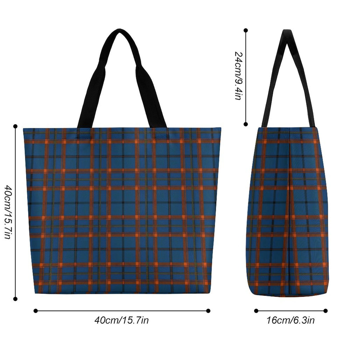Large One Shoulder Shopping Bag Plaid