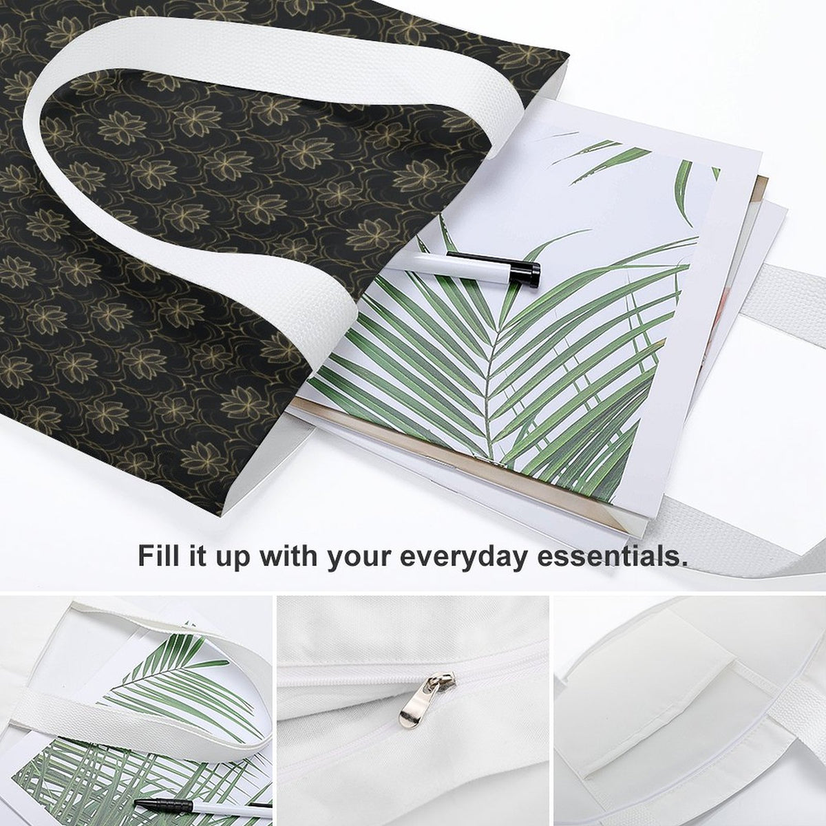 Canvas Material Tote Bags with Interior Pocket