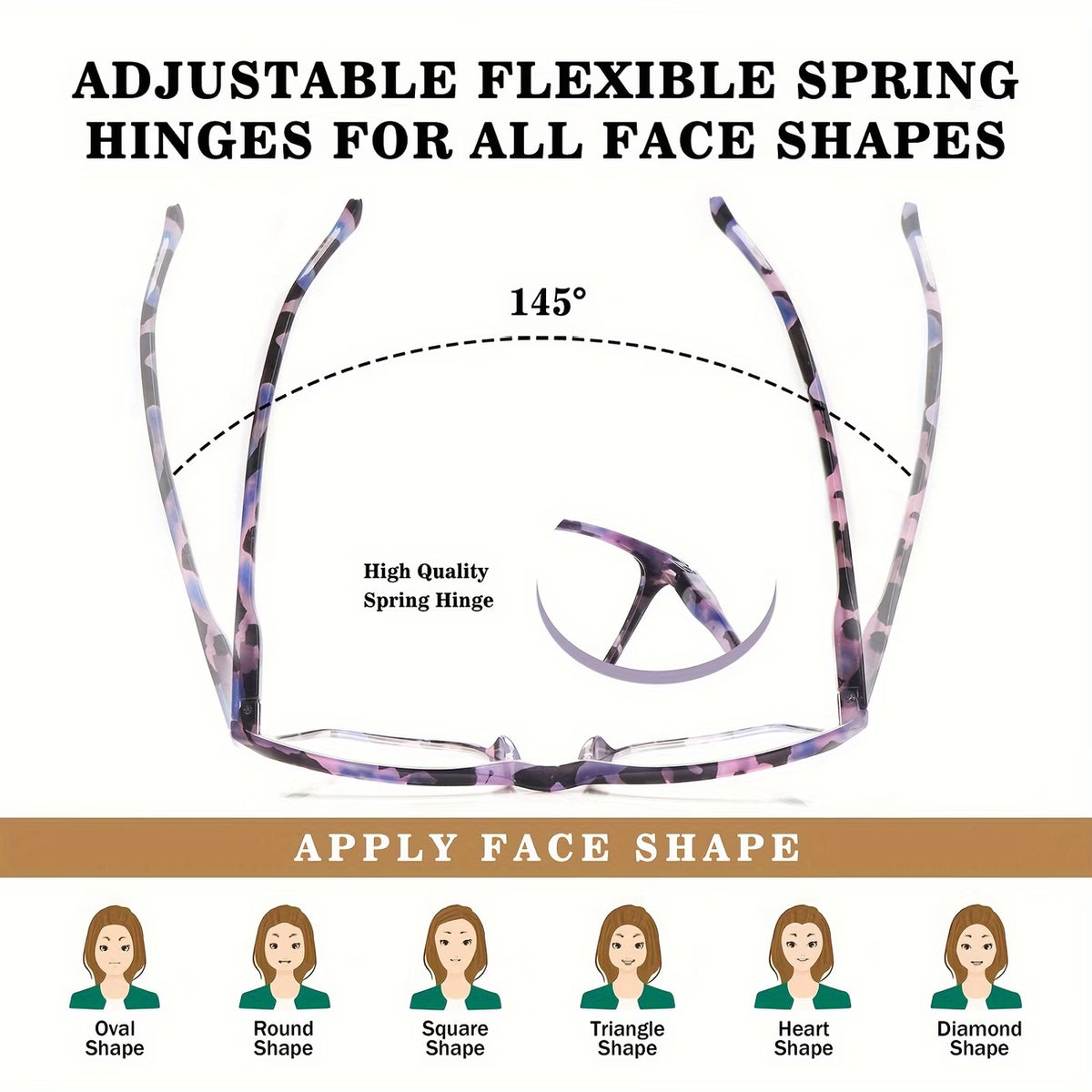5 Pairs Of Women's Reading Glasses, Blue Light Shielded Computer Reading Glasses with Adjustable Spring Hinges, Slim Frame