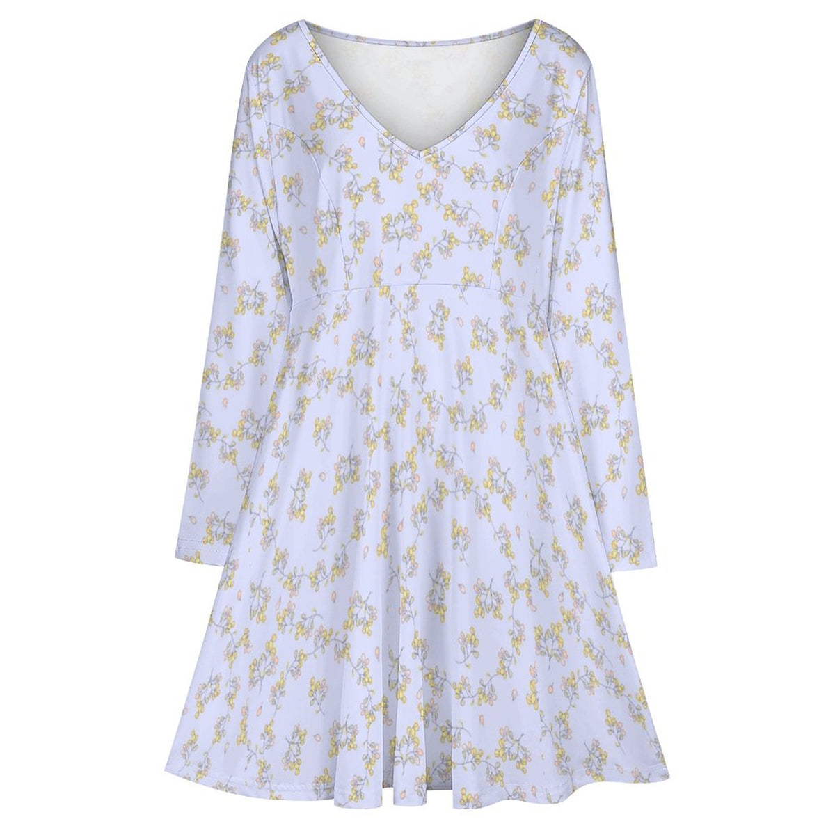 Plus Size V-neck Long Sleeve Dress