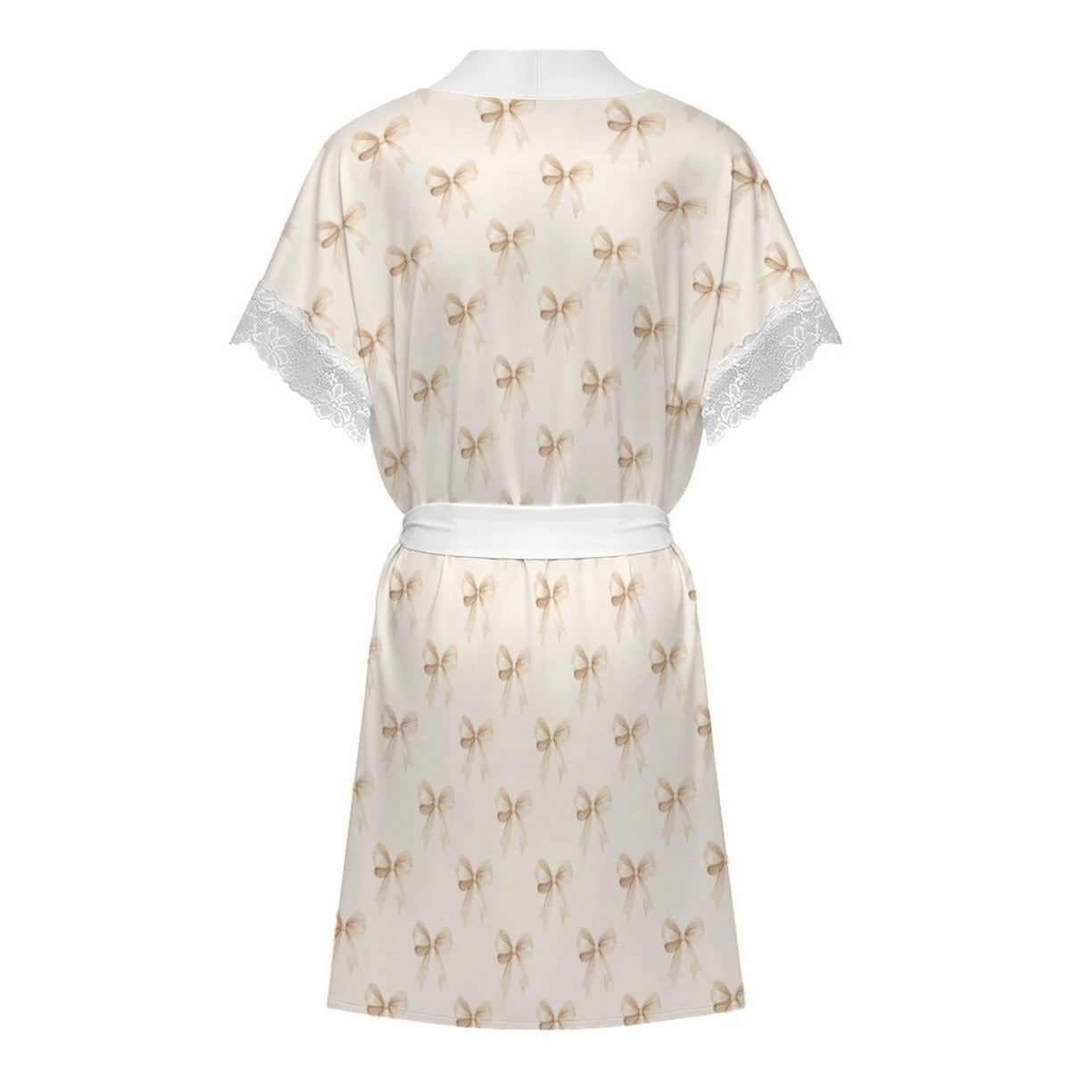 Lace Trimmed Short-Sleeve Nightgown Ribbons