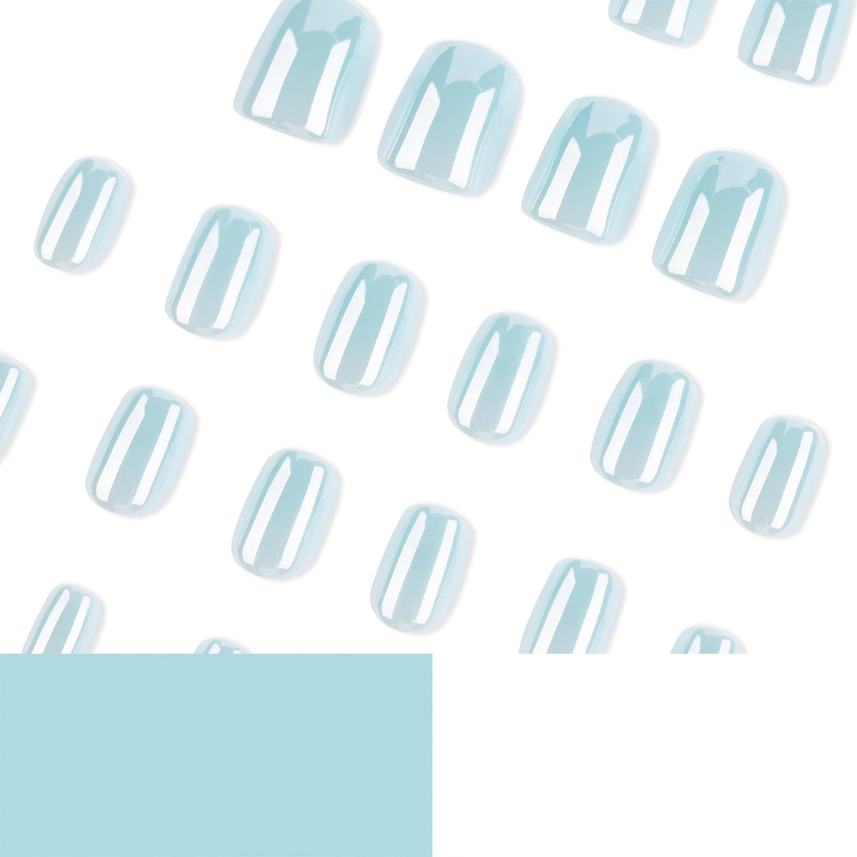365nails: "Soft Sky Blue Short Square" – Glossy Solid Press-on Nails – Image 4
