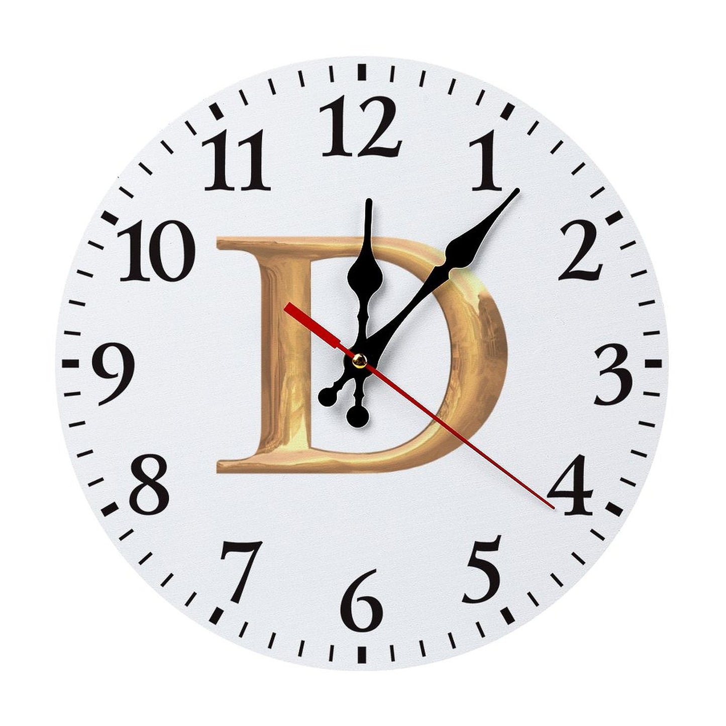 Modern Wooden Wall Clock - Letter D