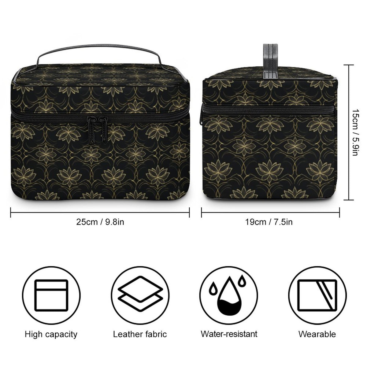 Make-up bag with Lychee pattern PU material