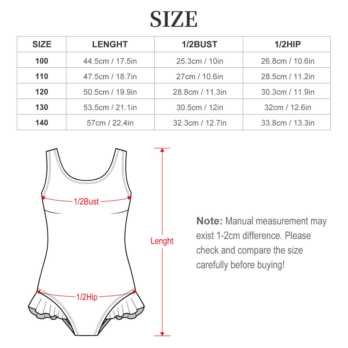 Girls Ruffle Trim One Piece Swimwear