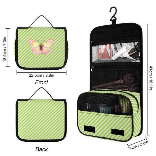 Green and White Custom Hanging Toiletry Bag