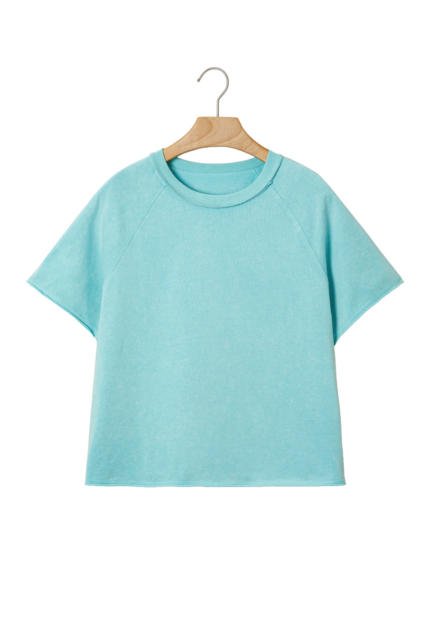Mint Green Mineral Wash Raglan Sleeve Boxy Fit Cropped Tee