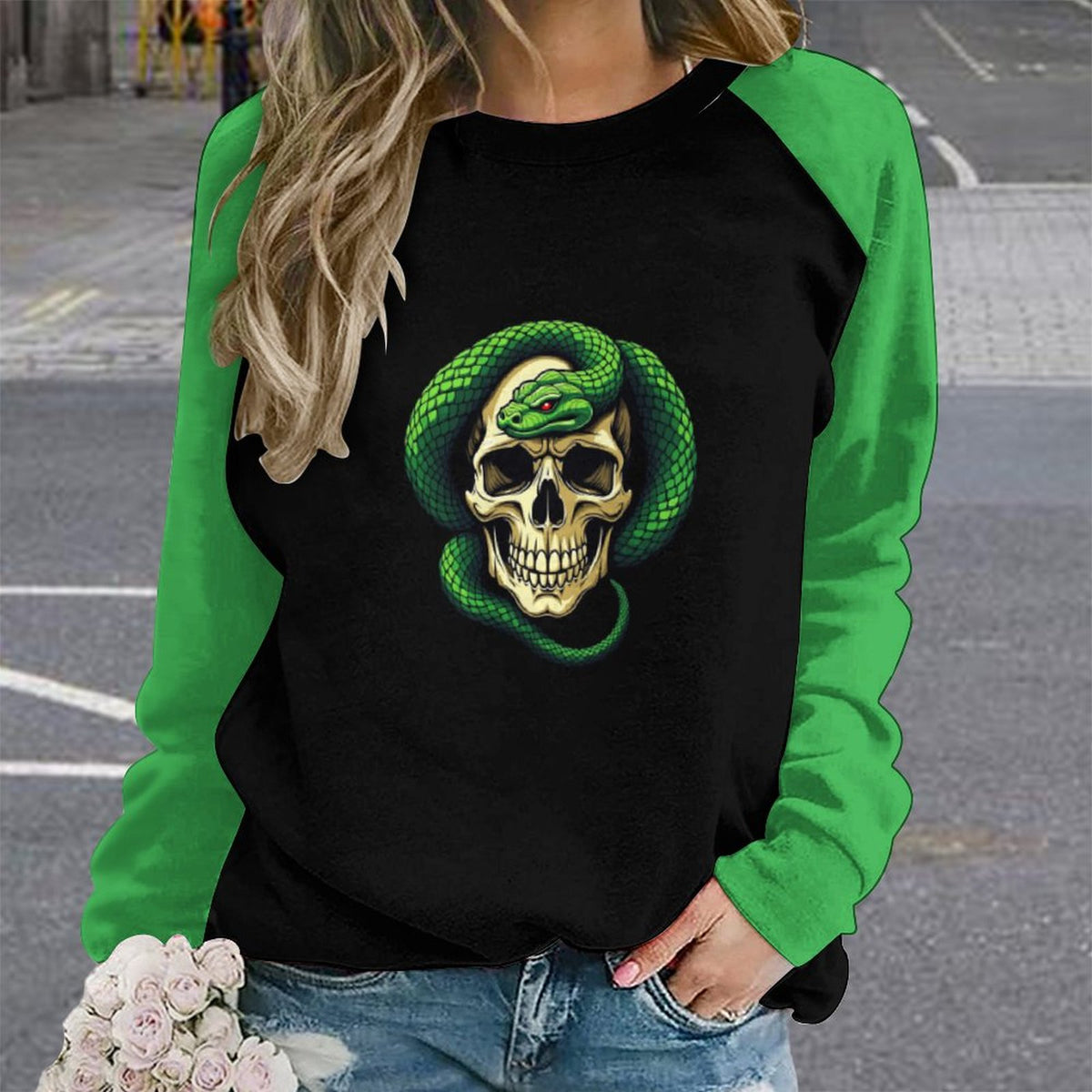 Skull and Snake Sweatshirt Designs Raglan Style
