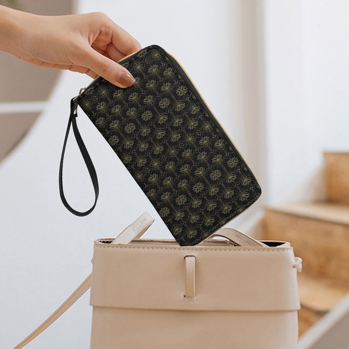 Leather Wallet with Wristlet Strap