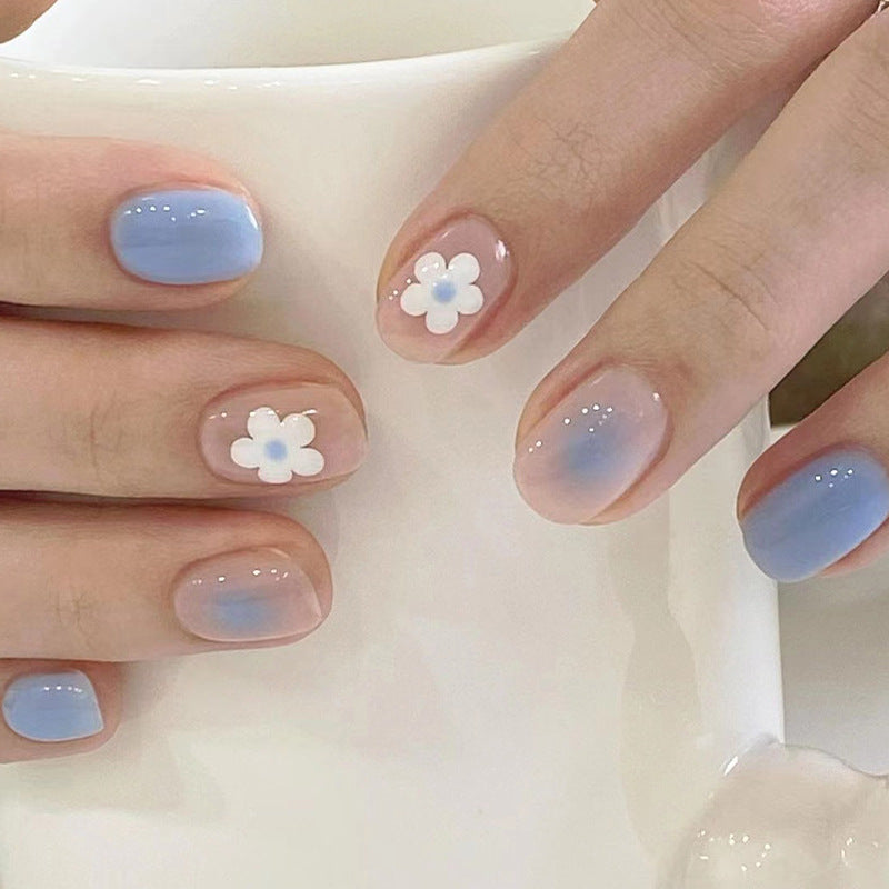 "Baby Blue Blush & Blossom" - Precision Crafted Press-On Nails