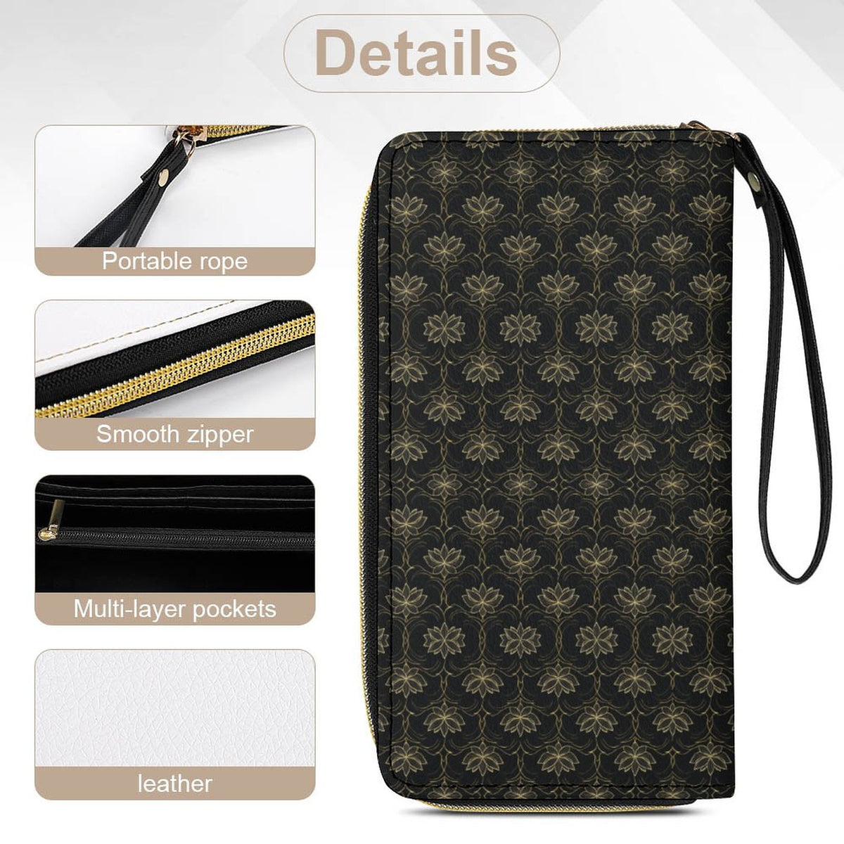 Leather Wallet with Wristlet Strap
