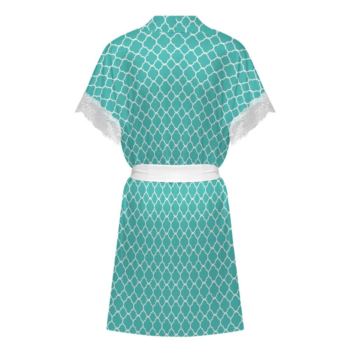 Lace Trimmed Short-Sleeve Robe