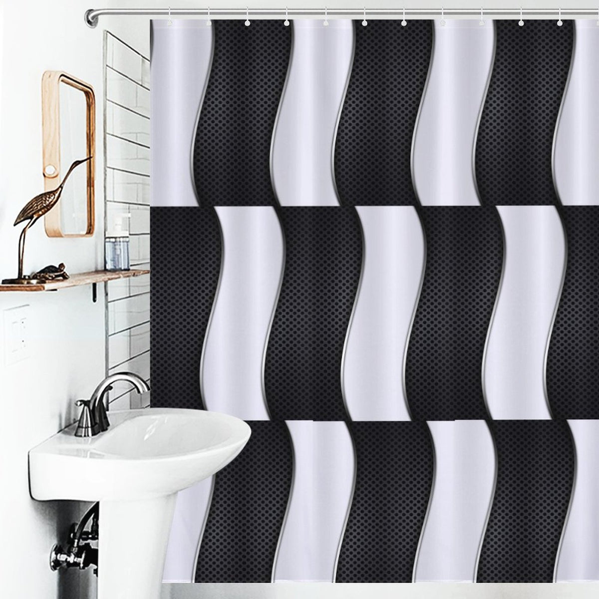 Black and white shower curtain