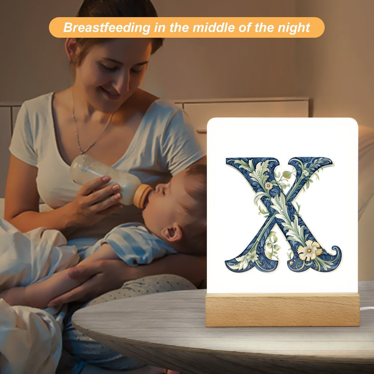 Acrylic Photo Night Light with Wooden Base