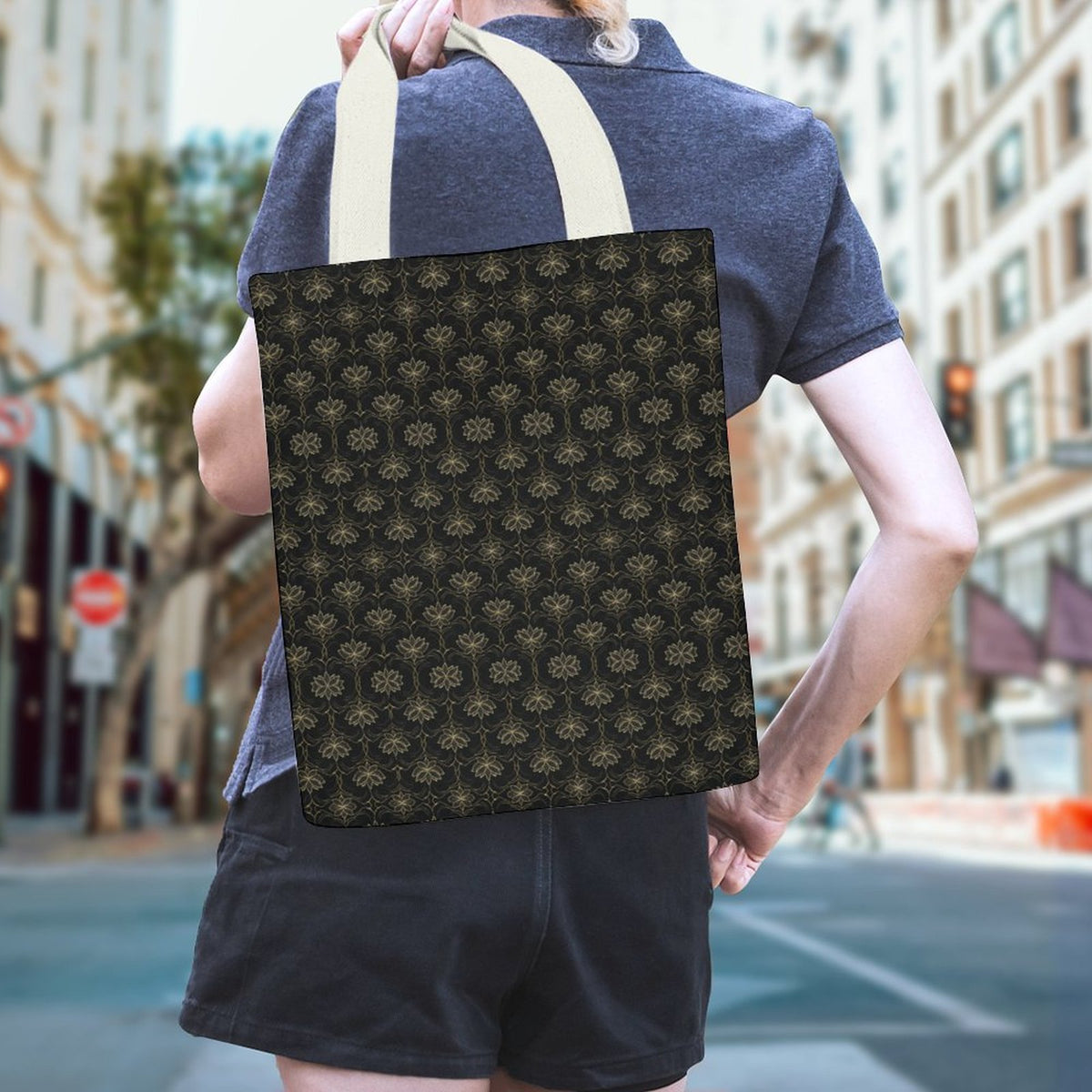 Canvas Material Tote Bags with Interior Pocket