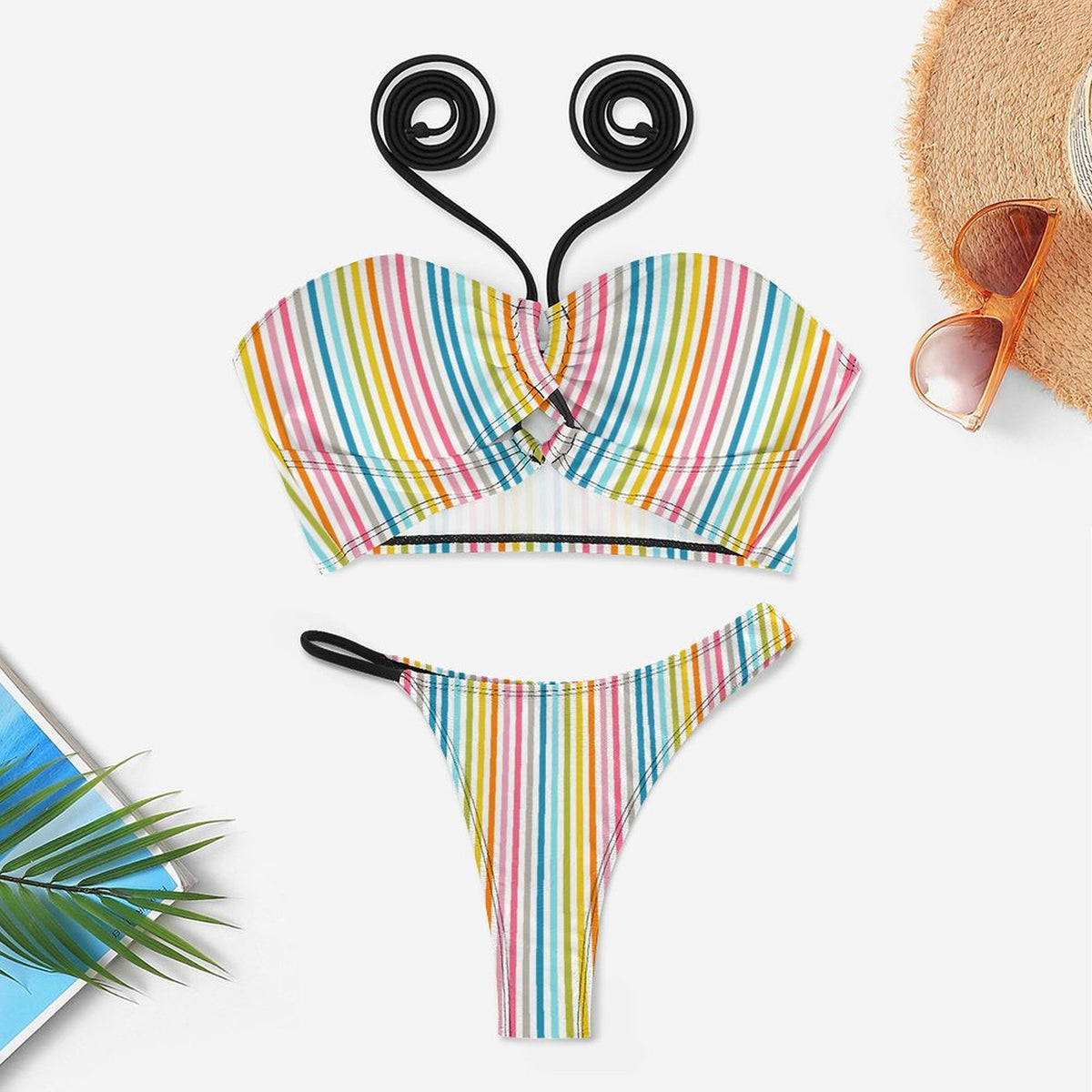 Rainbow striped Bikini Swimsuit