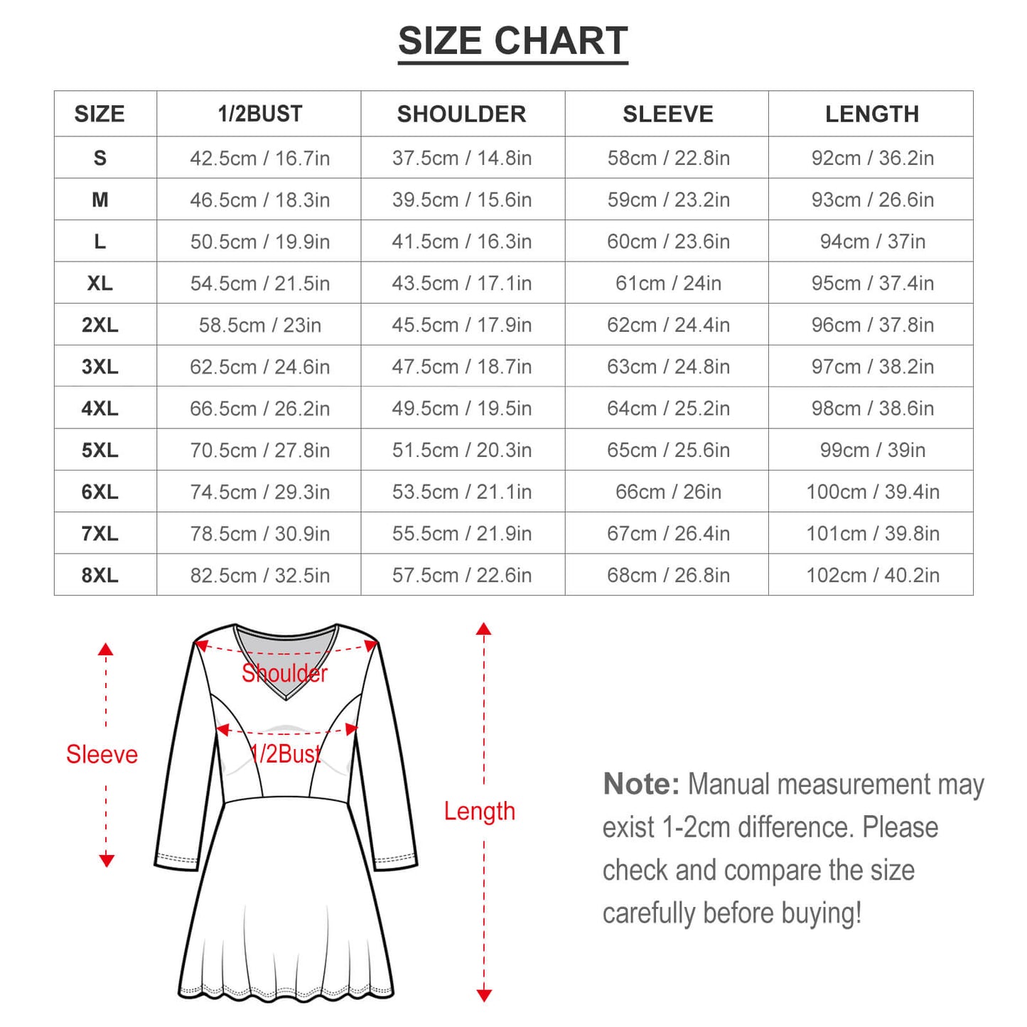 Plus Size V-neck Long Sleeve Dress